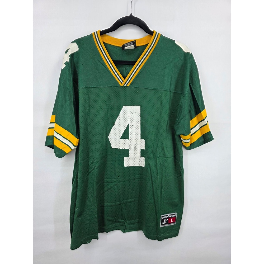 Vintage Logo Athletic Green Bay Packers Brett Favre 4 Jersey Mens Large Green